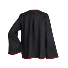 Load image into Gallery viewer, BLACK LONG SLEEVE SHIRT WITH TIE CLOSURES
