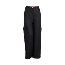 Load image into Gallery viewer, BLACK CARGO LINEN PANTS
